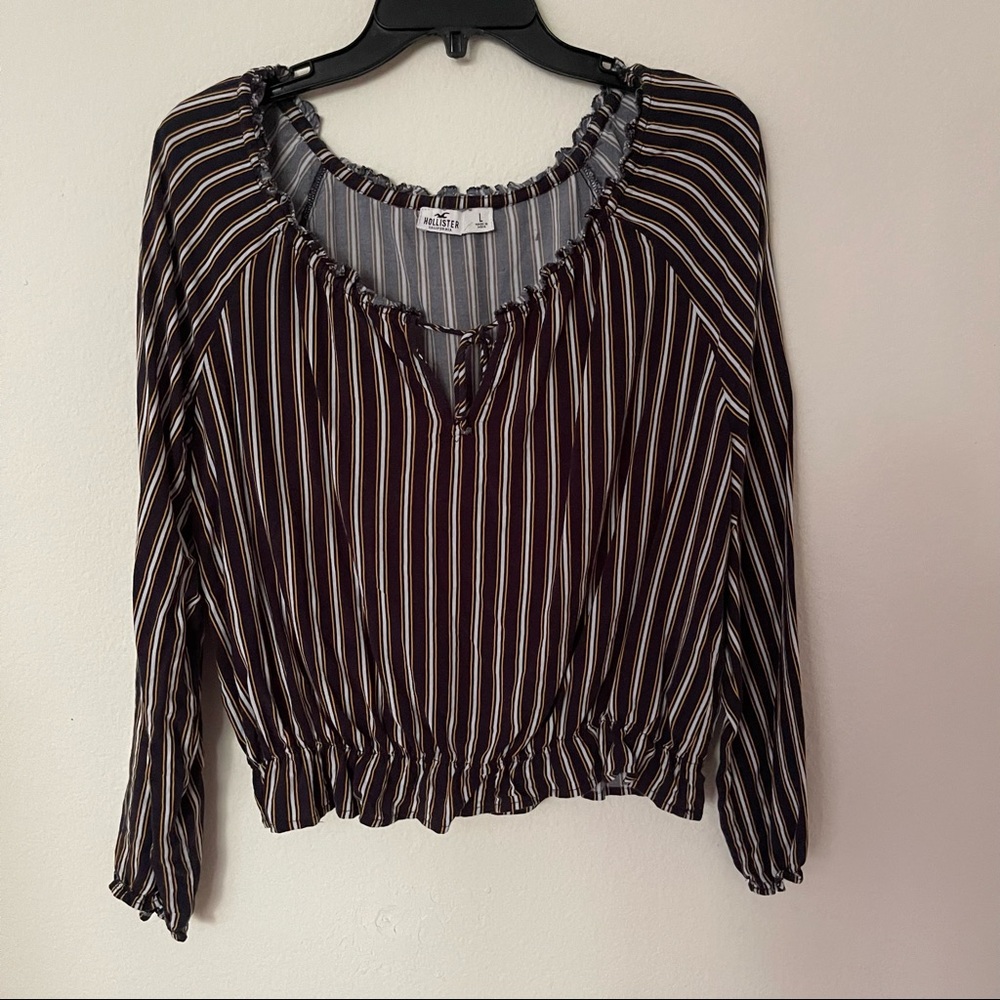 Hollister Striped Balloon Sleeve Top